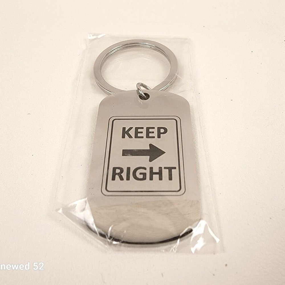 Keep Right Drive Safely Beauty Stainless Steel Dog Tag Keychain